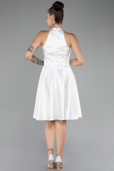 Short White Satin Party Dress ABK2112