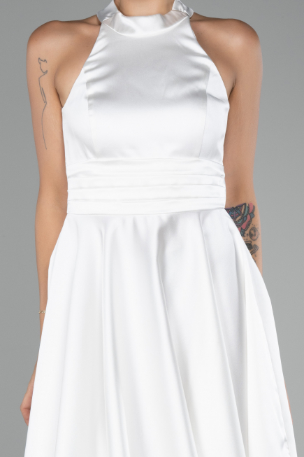 Short White Satin Party Dress ABK2112