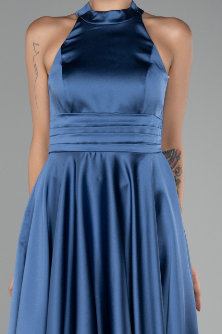 Short Indigo Satin Party Dress ABK2112