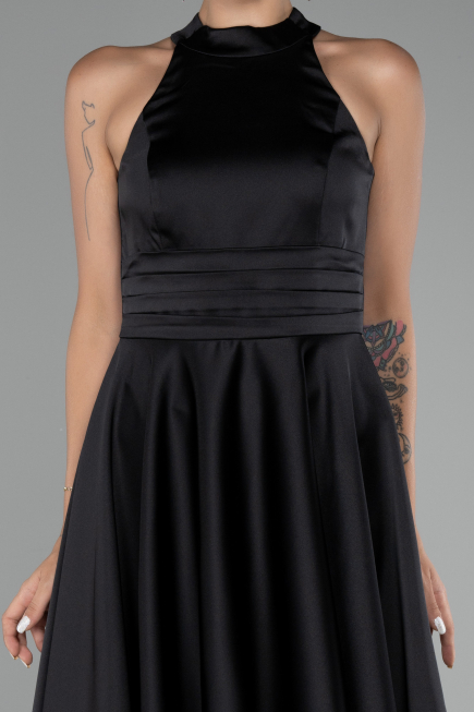 Short Black Satin Party Dress ABK2112