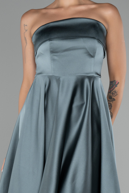 Short Turquoise Satin Cocktail Dress ABK2111