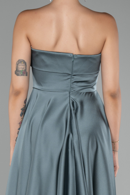 Short Turquoise Satin Cocktail Dress ABK2111