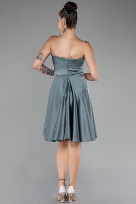 Short Turquoise Satin Cocktail Dress ABK2111