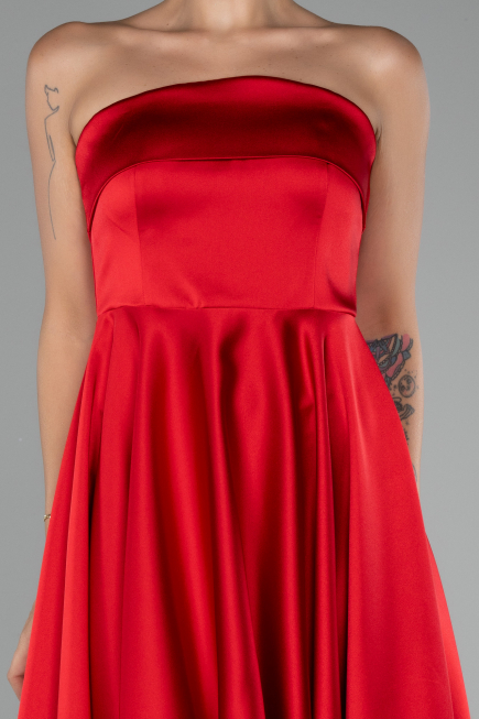 Short Red Satin Cocktail Dress ABK2111
