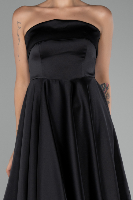 Short Black Satin Cocktail Dress ABK2111