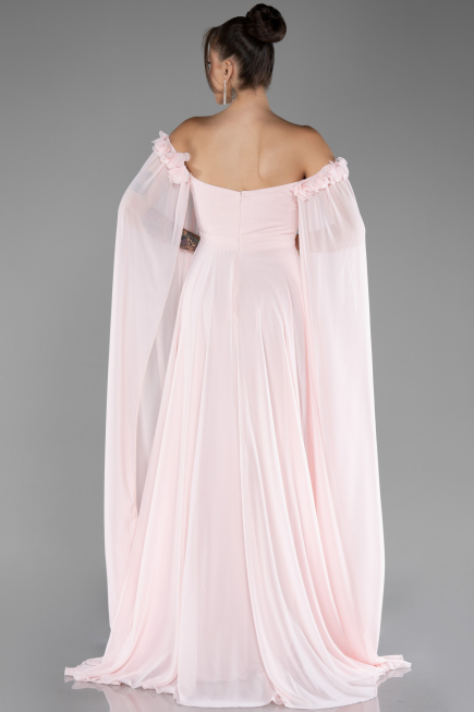 Powder Color Long Chiffon Evening Dress ABU3462