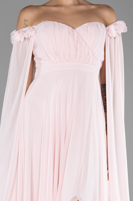 Powder Color Long Chiffon Evening Dress ABU3462
