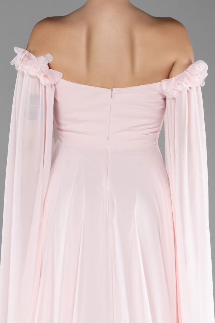 Powder Color Long Chiffon Evening Dress ABU3462