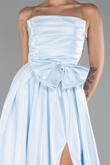 Light Blue Strapless Slit Long Ball Gown ABU4015