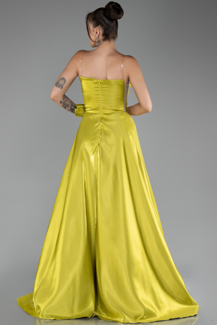 Pistachio Green Strapless Slit Long Ball Gown ABU4015