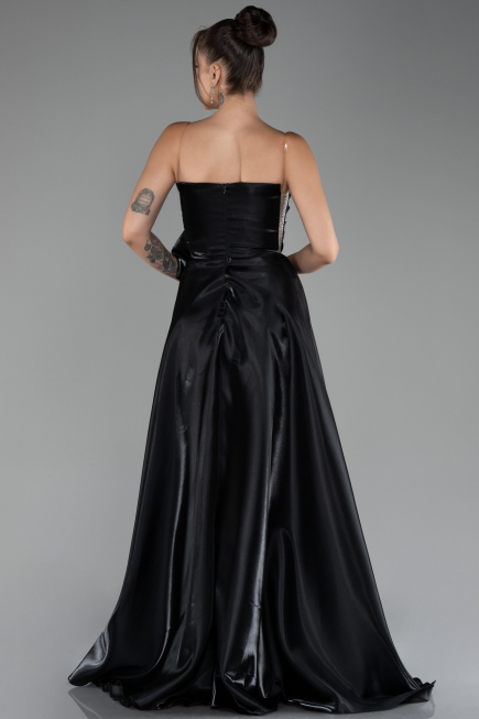 Black Strapless Slit Long Ball Gown ABU4015