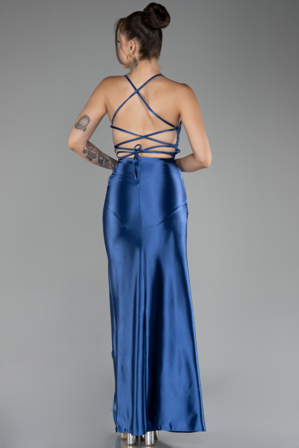 Long Indigo Satin Prom Gown ABU2800