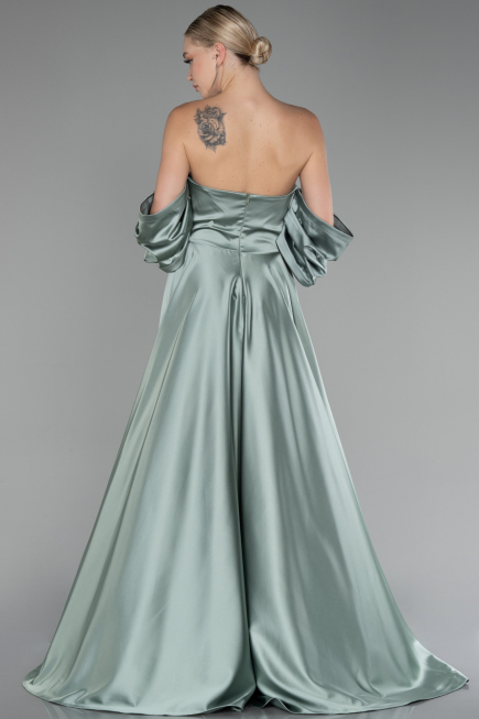 Turquoise Strapless Long Satin Prom Gown ABU4132