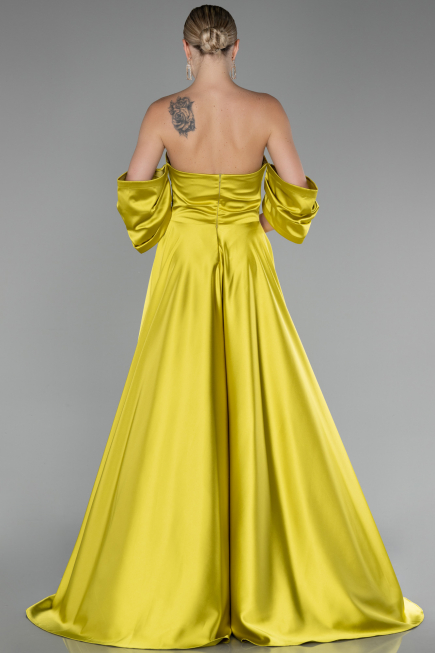 Pistachio Green Strapless Long Satin Prom Gown ABU4132