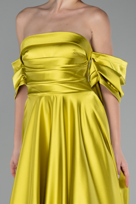 Pistachio Green Strapless Long Satin Prom Gown ABU4132