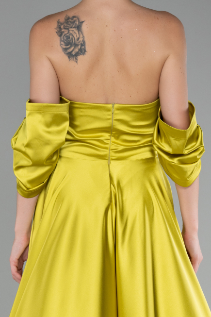 Pistachio Green Strapless Long Satin Prom Gown ABU4132