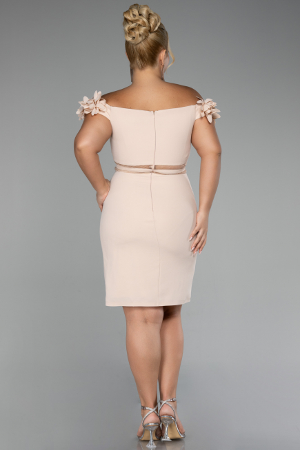 Beige Boat Neck Short Cocktail Dress ABK2120