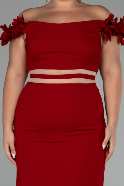 Red Boat Neck Short Cocktail Dress ABK2120