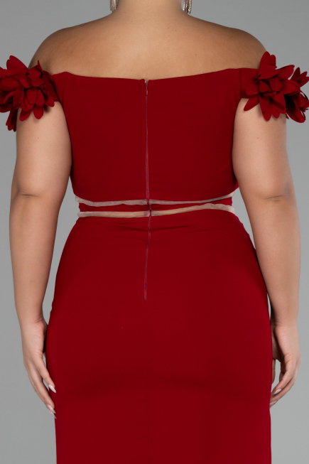 Red Boat Neck Short Cocktail Dress ABK2120