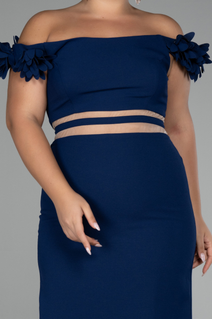 Navy Blue Boat Neck Short Cocktail Dress ABK2120