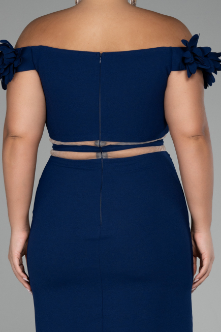 Navy Blue Boat Neck Short Cocktail Dress ABK2120