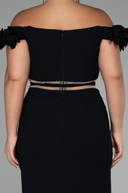 Black Boat Neck Short Cocktail Dress ABK2120
