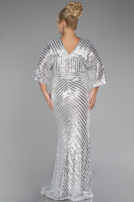 Long Beige Plus Size Evening Dress ABU900
