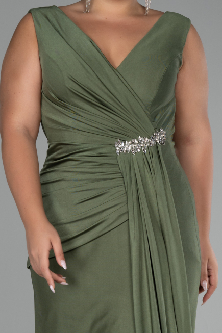 Olive Drab Long Formal Plus Size Dress ABU3737