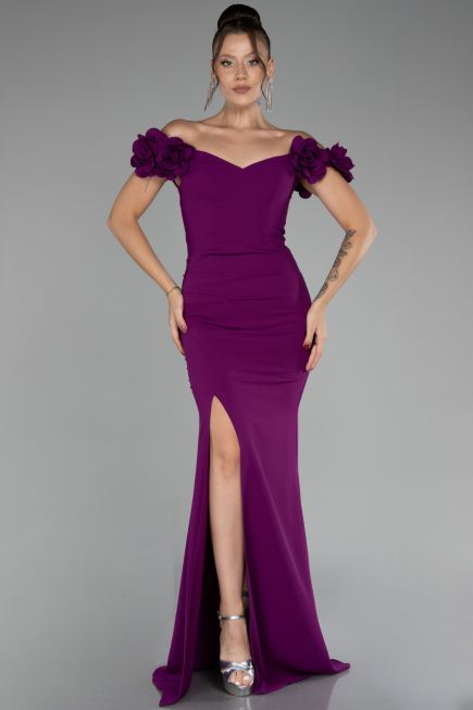 Cherry Colored Long Mermaid Evening Gown ABU3891