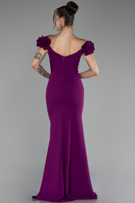 Cherry Colored Long Mermaid Evening Gown ABU3891