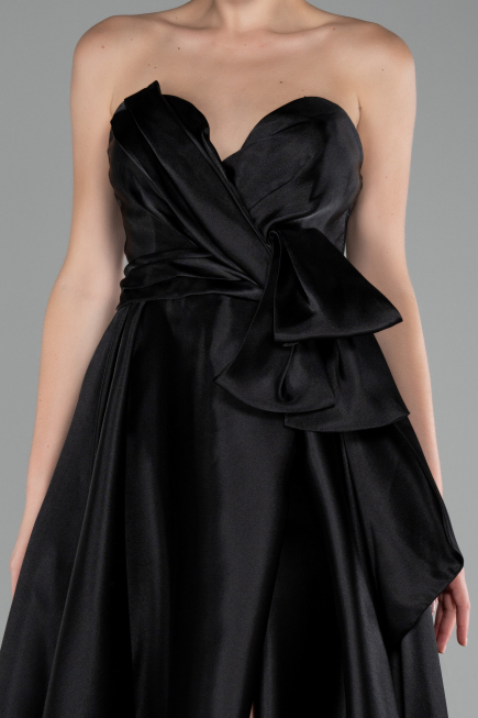 Black Long Satin Evening Dress ABU3674