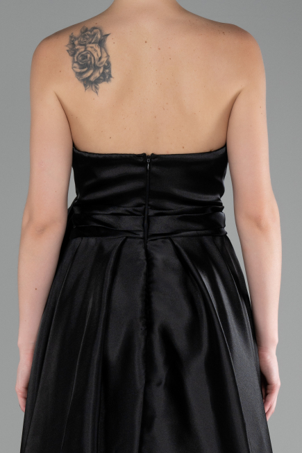 Black Long Satin Evening Dress ABU3674