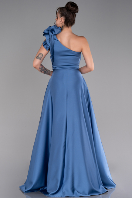 Long Indigo Satin Evening Dress ABU4189