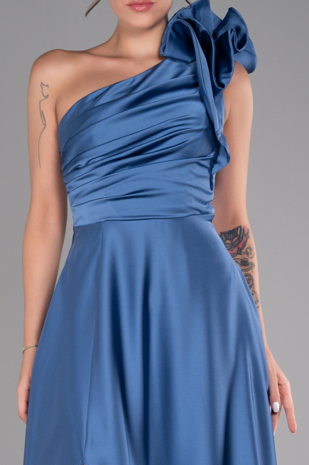 Long Indigo Satin Evening Dress ABU4189
