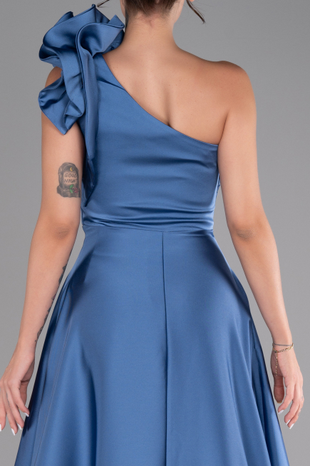 Long Indigo Satin Evening Dress ABU4189