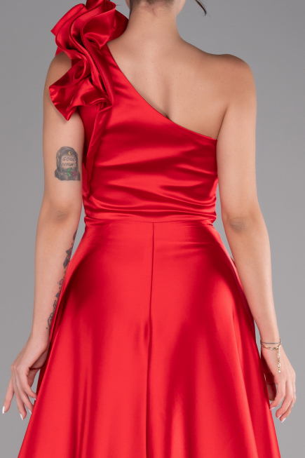 Long Red Satin Evening Dress ABU4189