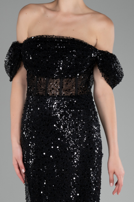 Black Midi Scaly Cocktail Dress ABK2130