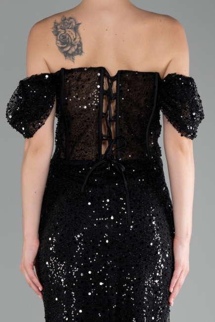 Black Midi Scaly Cocktail Dress ABK2130