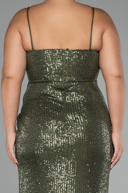 Olive Drab Long Scaly Plus Size Evening Dress ABU3322