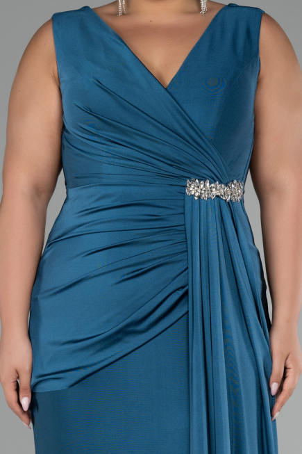 Oil Green Long Formal Plus Size Dress ABU3737