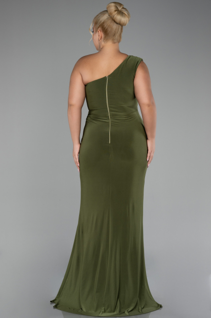 Olive Drab Long Plus Size Engagement Dress ABU4148
