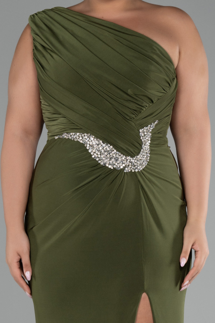 Olive Drab Long Plus Size Engagement Dress ABU4148