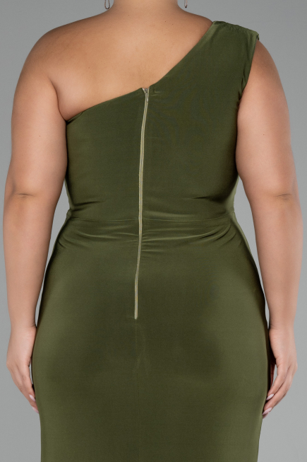 Olive Drab Long Plus Size Engagement Dress ABU4148