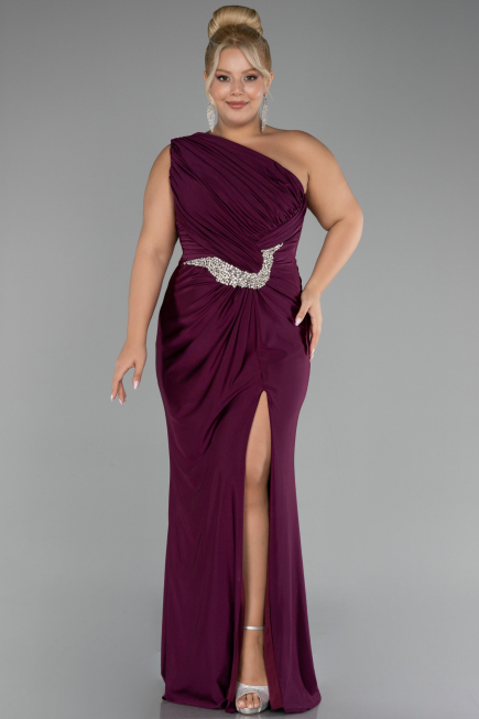 Long Cherry Colored Plus Size Engagement Dress ABU4148