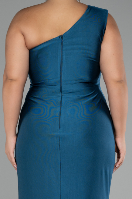 Oil Green Long Plus Size Engagement Dress ABU4148