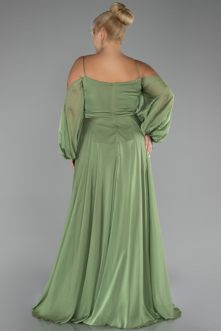 Olive Drab Long Chiffon Plus Size Engagement Dress ABU4167