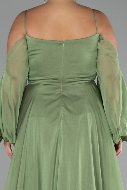Olive Drab Long Chiffon Plus Size Engagement Dress ABU4167