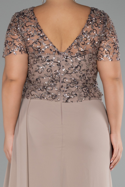 Cappuccino Long Chiffon Plus Size Evening Gown ABU4162