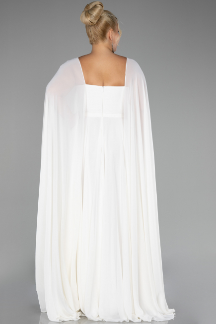Long White Chiffon Formal Plus Size Dress ABU4161