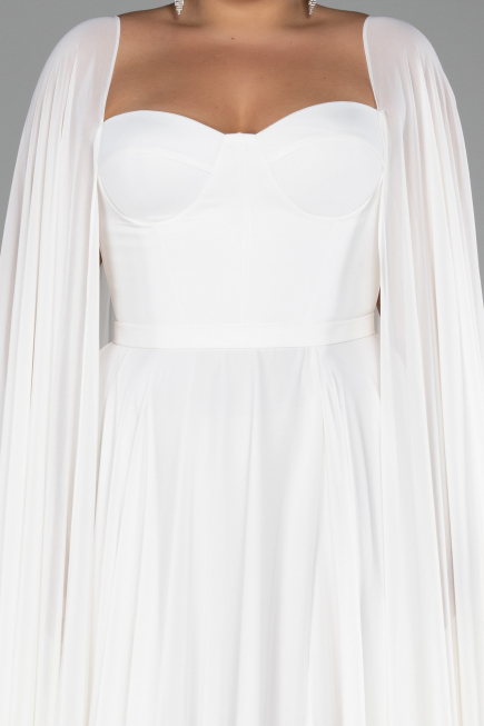 Long White Chiffon Formal Plus Size Dress ABU4161